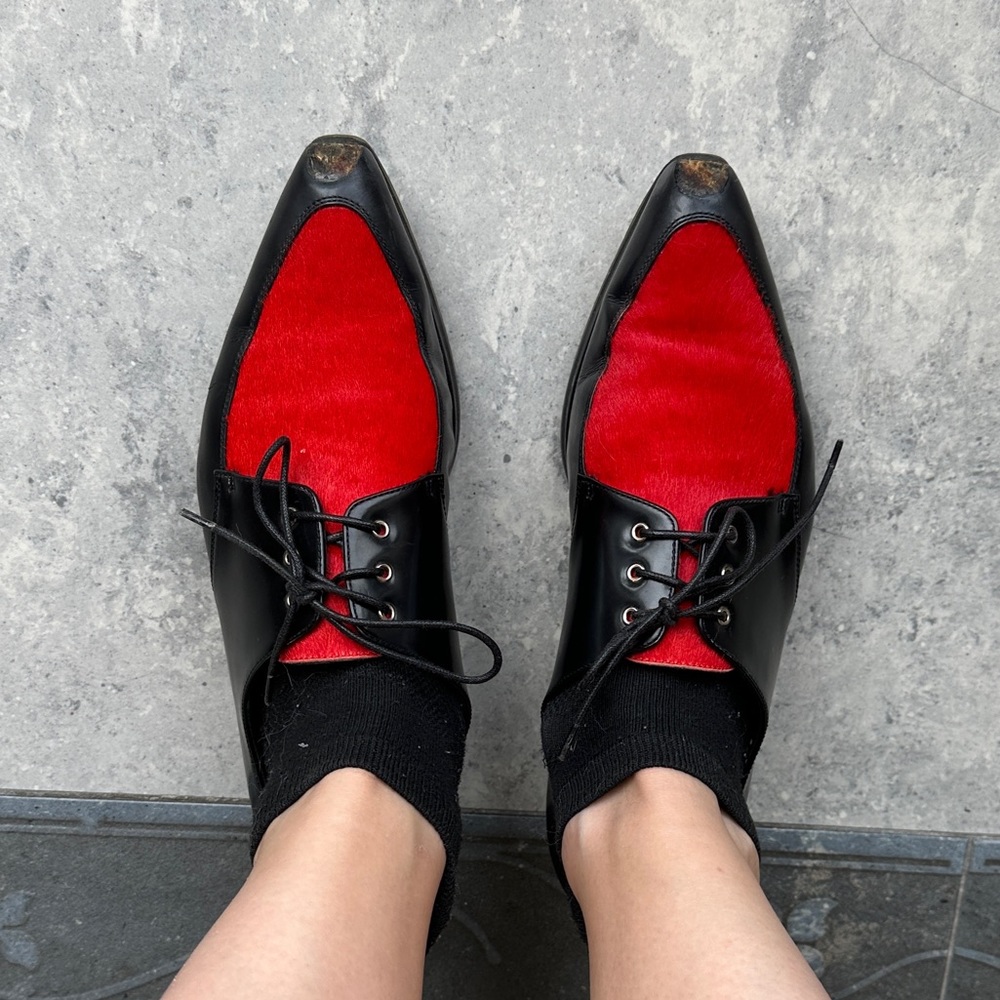 GIORGIO ARMANI Calf Hair & Patent Lace Up Loafer $850